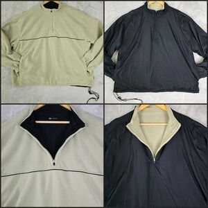Wedge Golf & Beyond Reversible Quarter Zip Pullover Jacket Tan Fleece Black XL